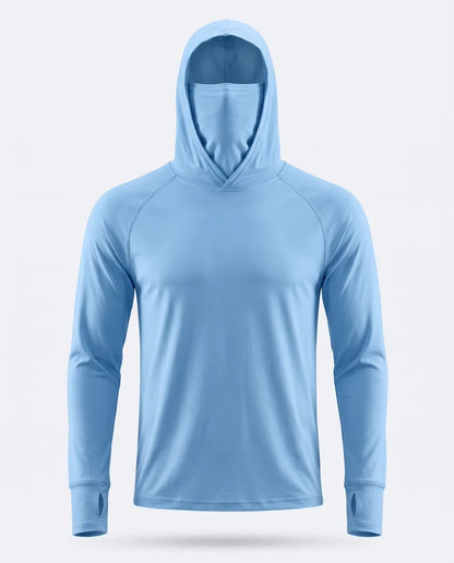 Camiseta Térmica Seda Helada con Balaclava — Azul cielo