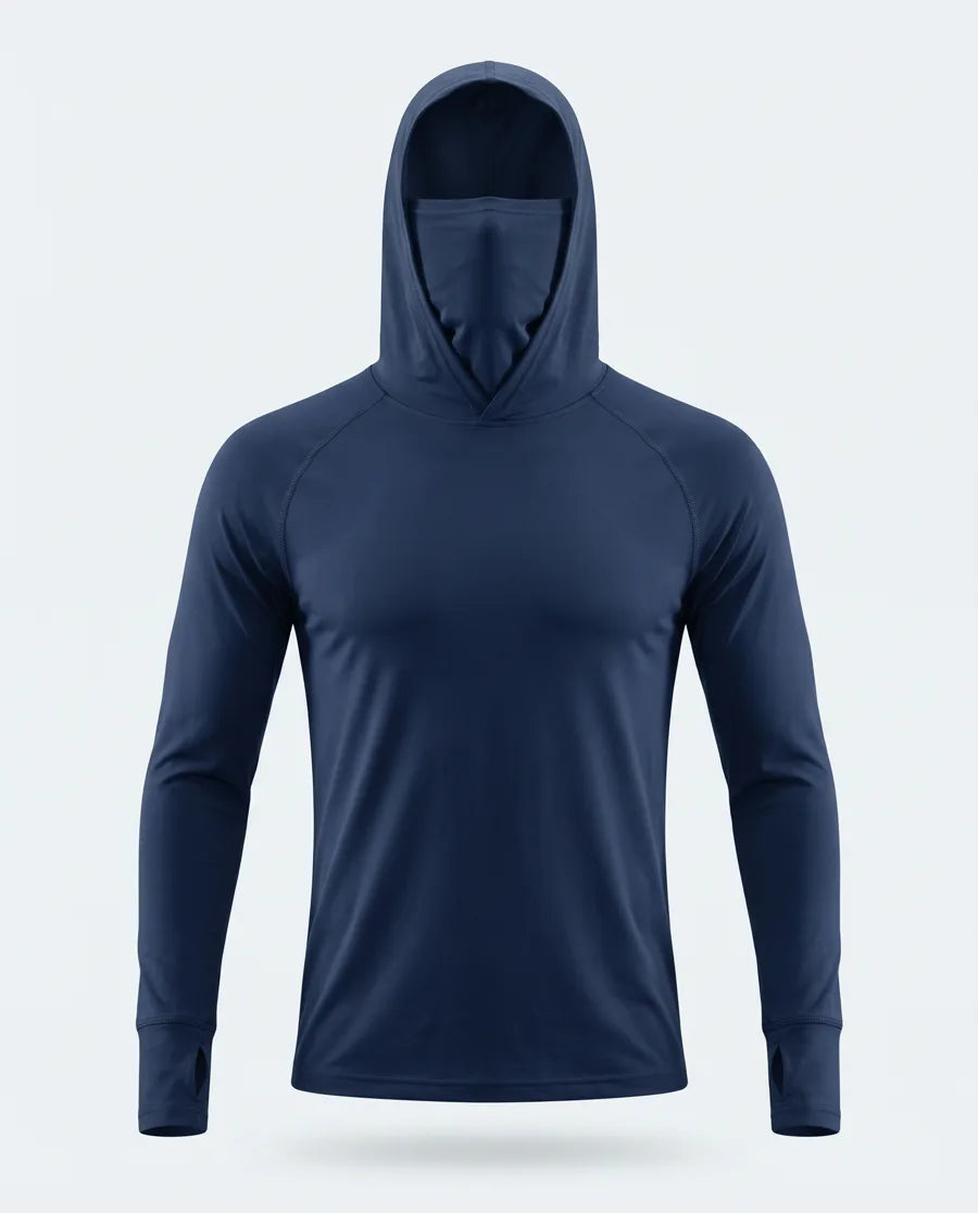Camiseta Térmica Seda Helada con Balaclava — Azul marino