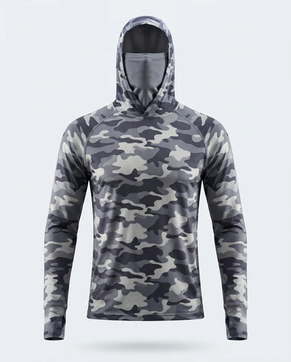 Camiseta Térmica Seda Helada con Balaclava — Gris camuflado