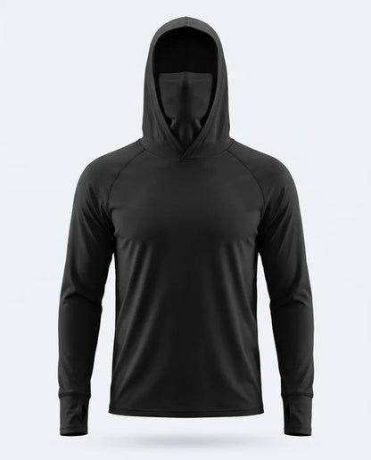 Camiseta Térmica Seda Helada con Balaclava — Negro