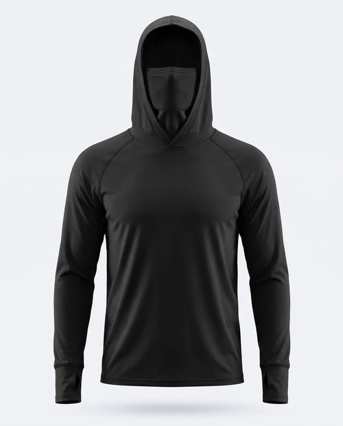 Camiseta Térmica Seda Helada con Balaclava — Negro