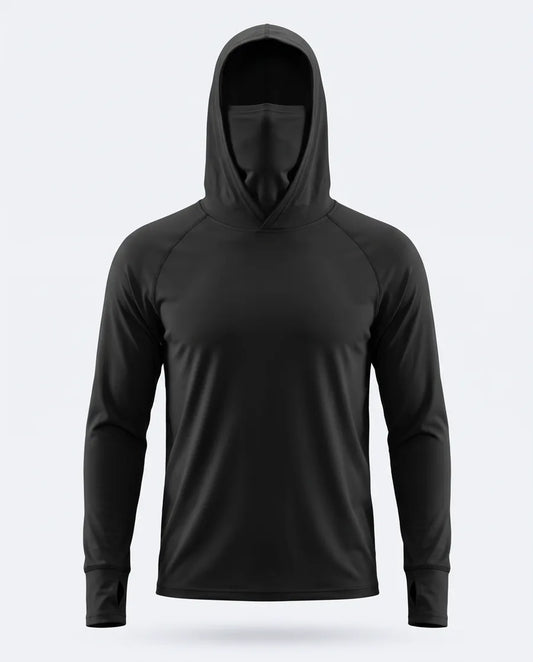Camiseta Térmica Seda Helada con Balaclava — Negro