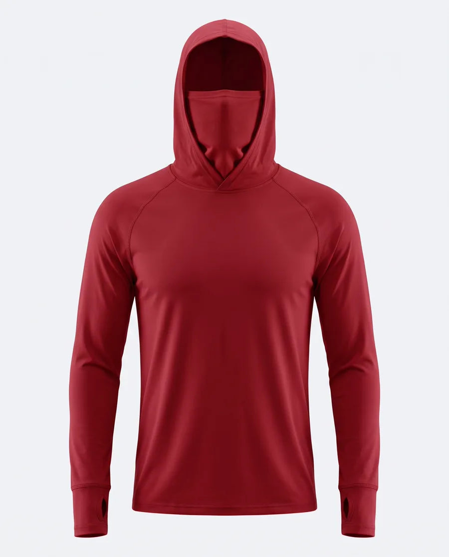 Camiseta Térmica Seda Helada con Balaclava — Rojo